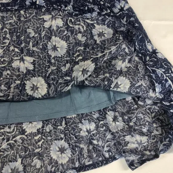 Floral Blue Sleeveless SunDress by Miss Me Tassle Ties Smocked Waist Tiered Hem - Picture 6 of 9